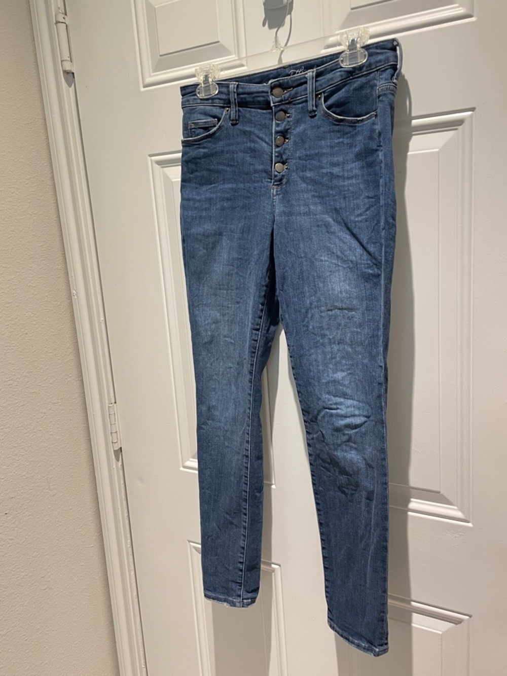 Universal Thread Dark Blue Denim Button-Fly High Rise Skinny Jeans Size 4 / 27 R - Picture 8 of 14
